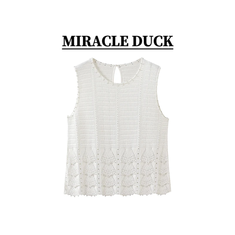 【沙漠空气】夏季新款重工钉珠冰丝针织衫背心款甜美风C1547