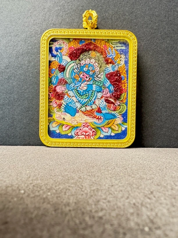 唐卡 手绘唐卡 矿卡 六臂大黑天 玛哈嘎拉