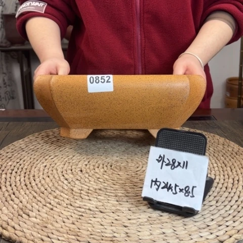 紫砂花盆大漏柴烧切角大号四方0852