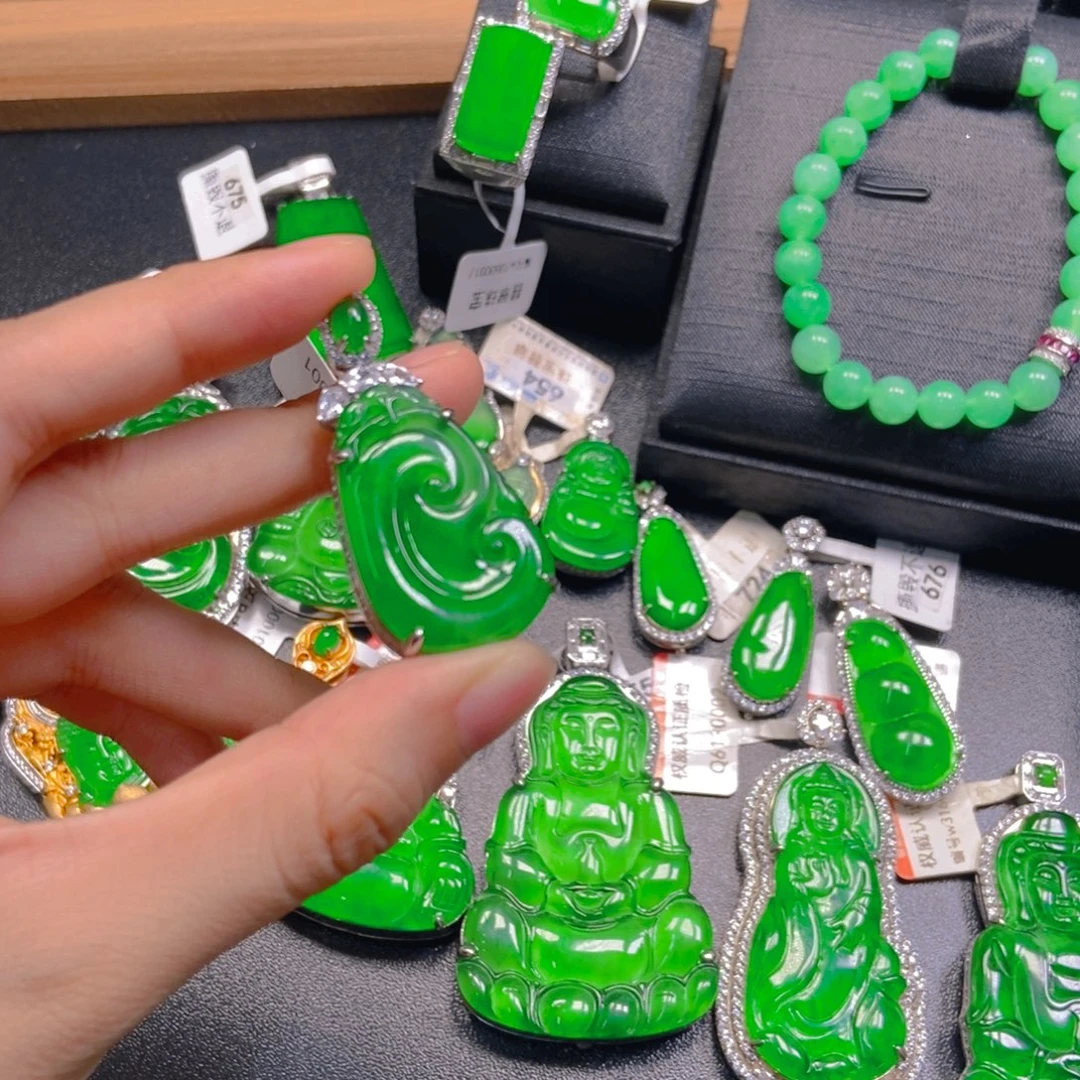 翡翠银S925镶嵌吊坠(不含链)