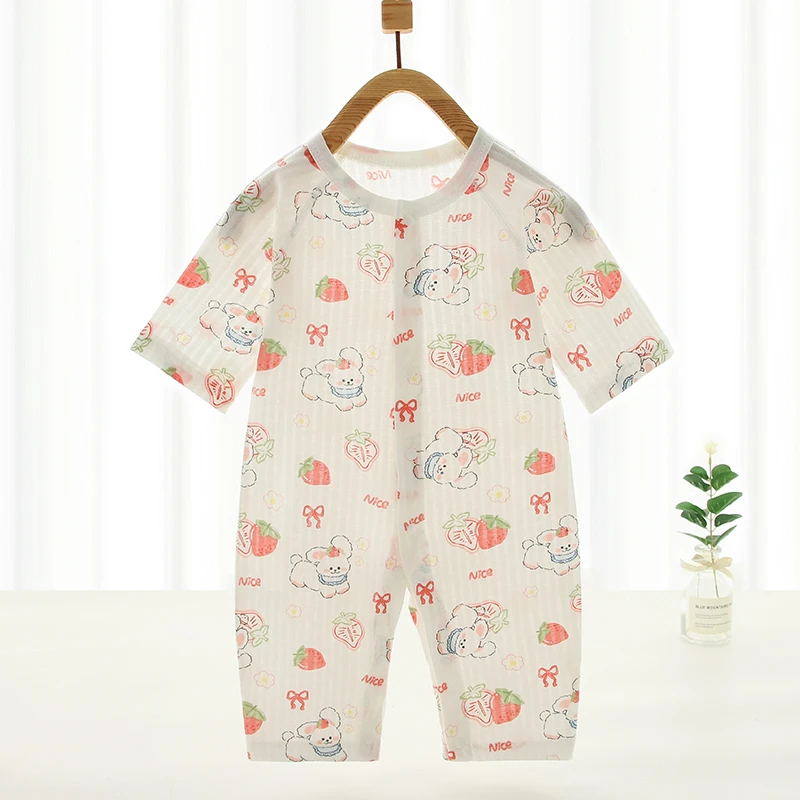 【夏季空调服】纯棉A类婴儿空调服宝宝连体衣新生儿薄款无骨透气