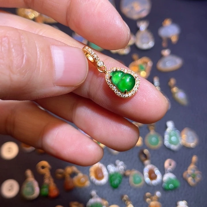 翡翠银S925镶嵌吊坠(不含链)天然翡翠