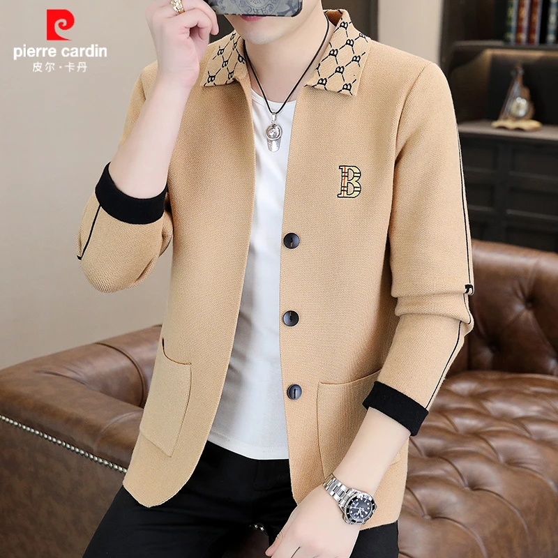 皮尔卡丹高档针织开衫男春秋季时尚帅气外套百搭毛衣外穿上衣豪华