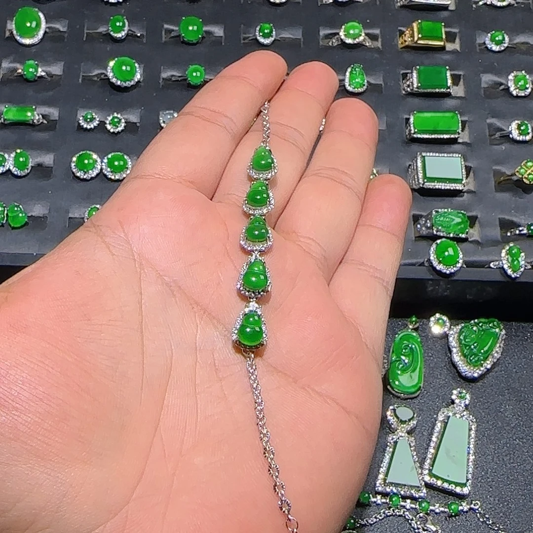 翡翠银S925镶嵌手链