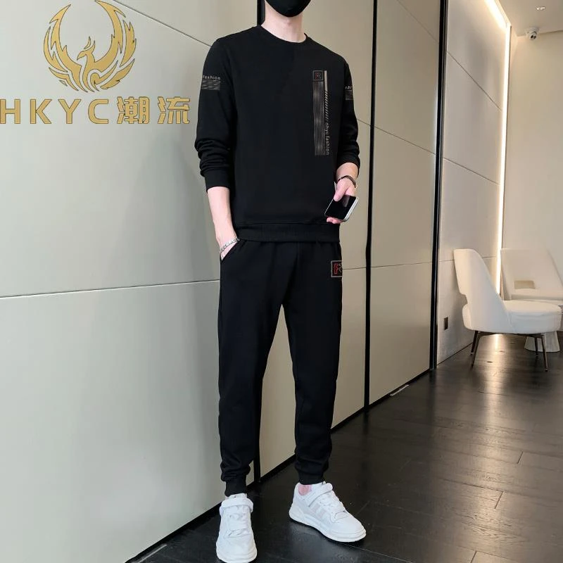 HKYC休闲运动套装男士秋季新款宽松卫衣长袖韩版潮流帅气两件套