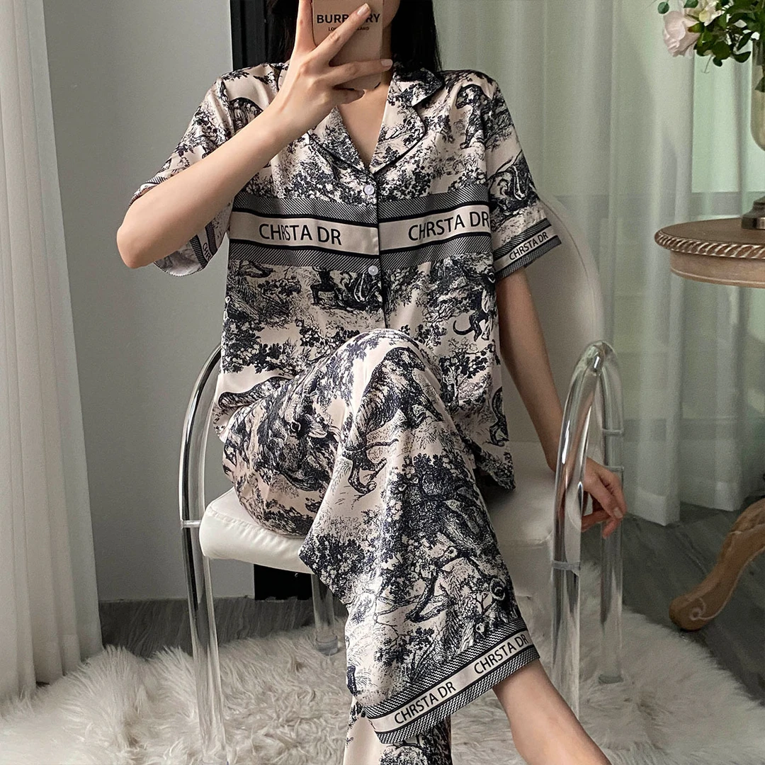 【27】短袖两件套家居服丝质套装睡衣新款上新可外穿-24042