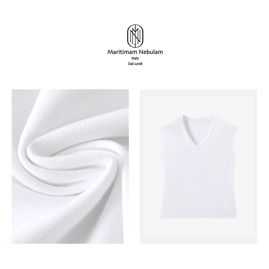 MN 汉麻呼吸感V领正肩白T SZ2147