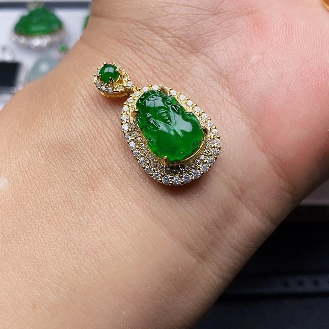 翡翠颈饰银S925镶嵌项链