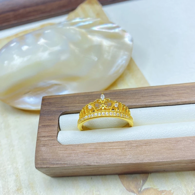戒指 爆款K273经典黄色皇冠闭口戒指多样性发货48083