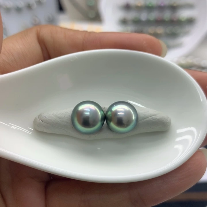 海水珍珠裸珠薄荷绿10+对珠