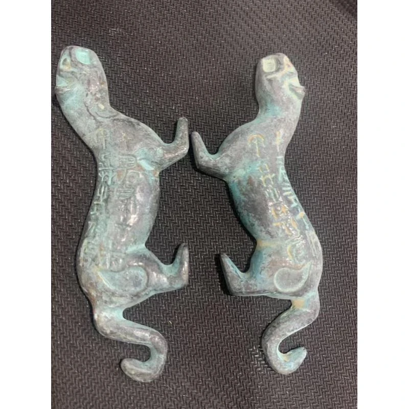 孔雀蓝釉纯铜老物件阳陵起凡虎符星钻古代兵符仿货收藏品摆件