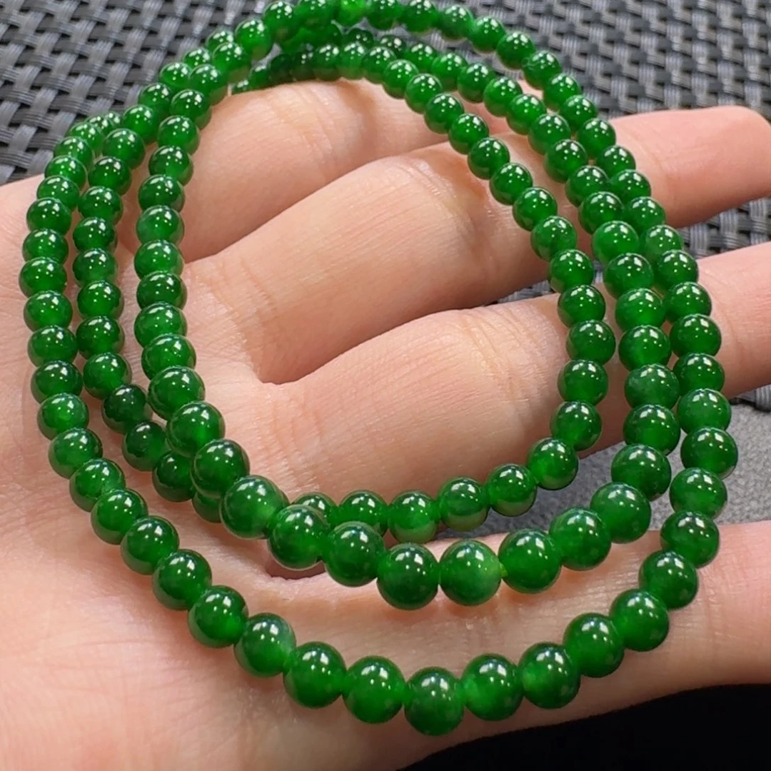 翡翠颈饰未镶嵌冰种辣绿项链