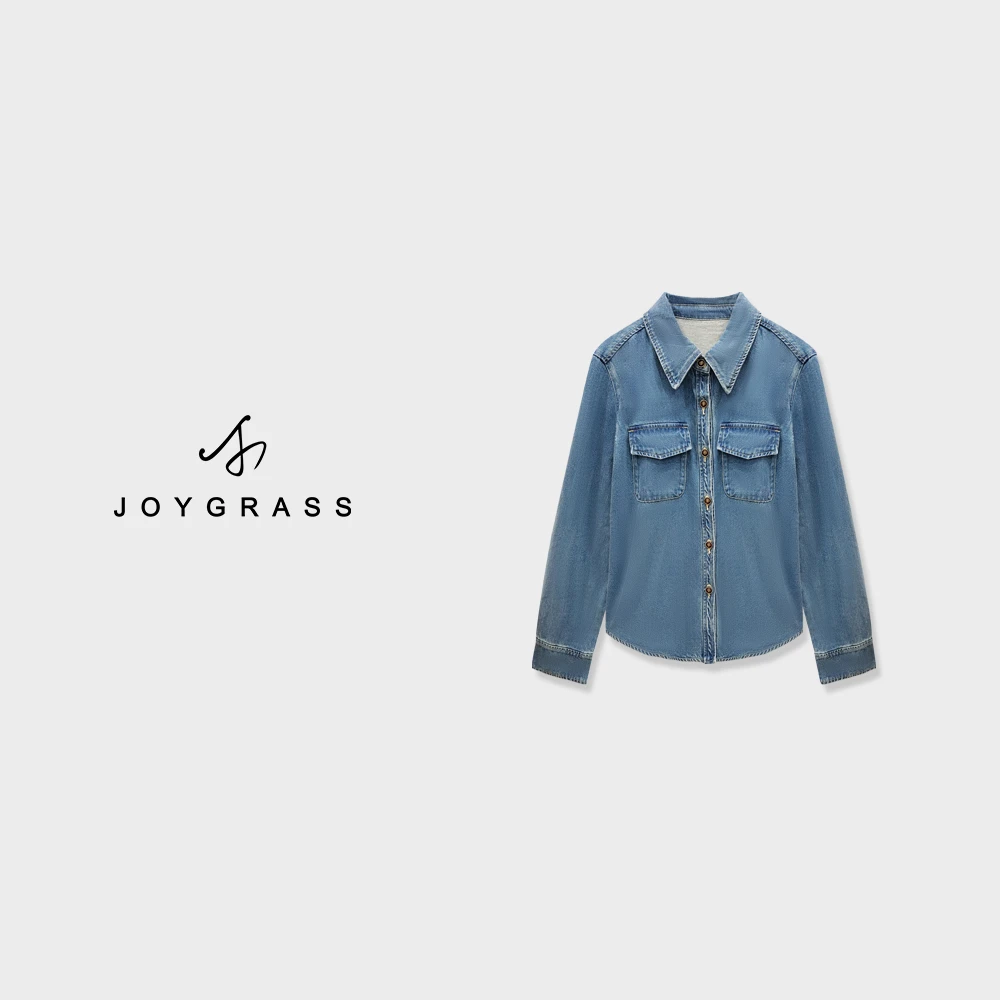 JOYGRASS(乔伊)牛仔衬衫经典复古设计简约C-03759