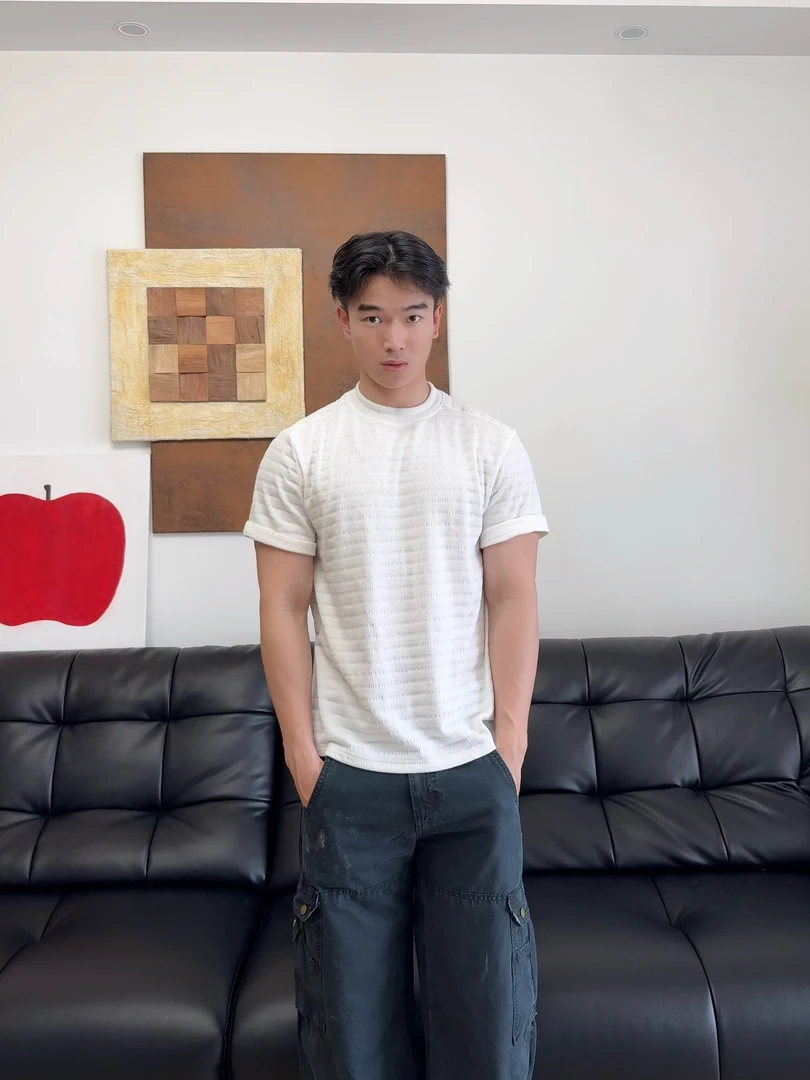 马大哈原创夏季美式复古肌理纹短袖男cleanfit静奢正肩上衣T恤