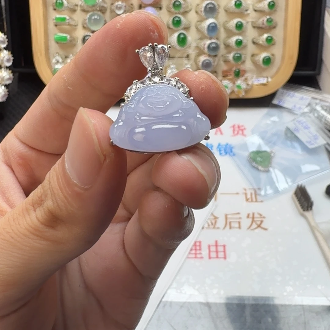 银S925镶嵌戒指翡翠天然缅甸翡翠A货