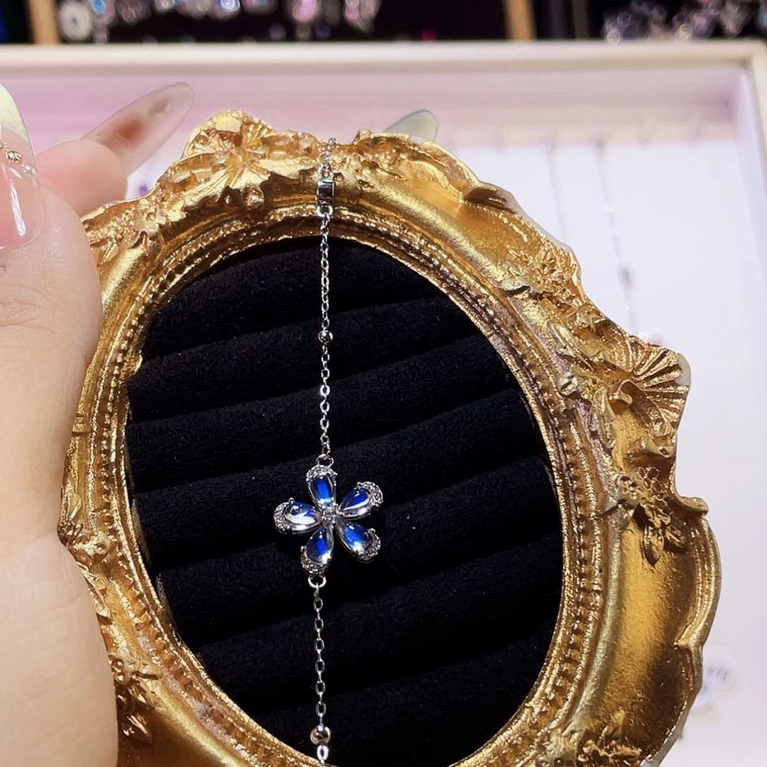 925银印度料月光花朵手链