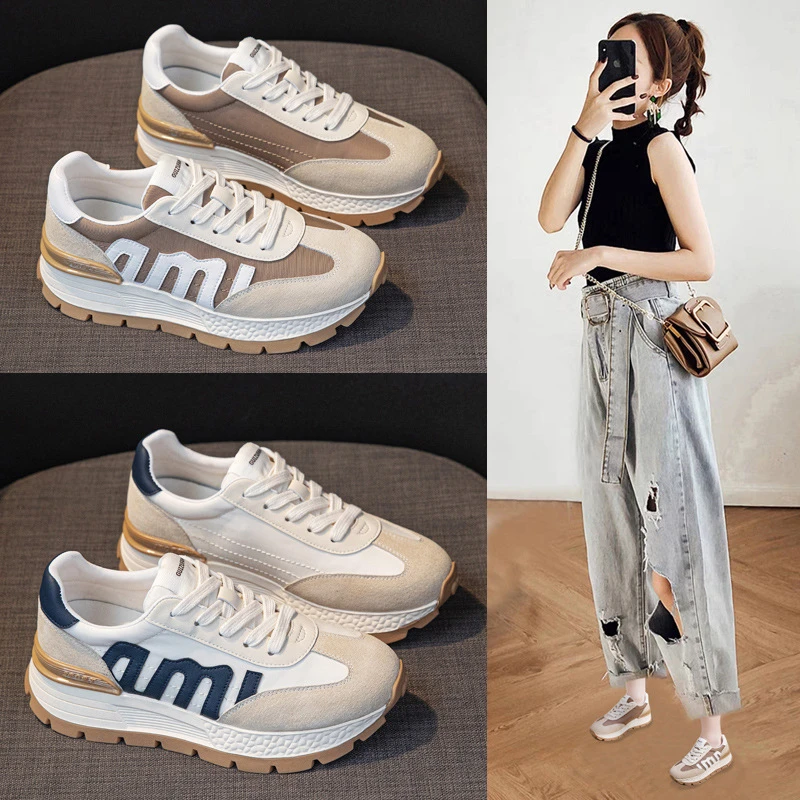 阿甘鞋女款2025年春季新款舒适增高跑步运动鞋韩版拼色学生休闲鞋