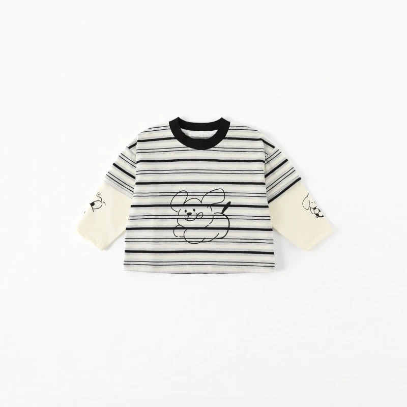 SCBEBE儿童秋季新款假两件拼接纯棉韩版百搭卫衣打底衫AS962