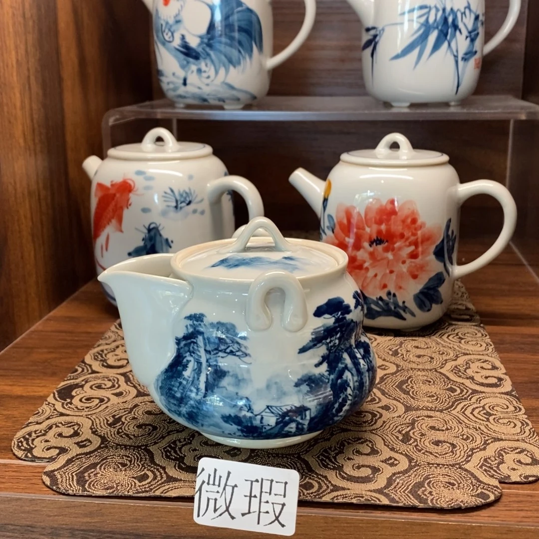 釉下手绘茶具微瑕
