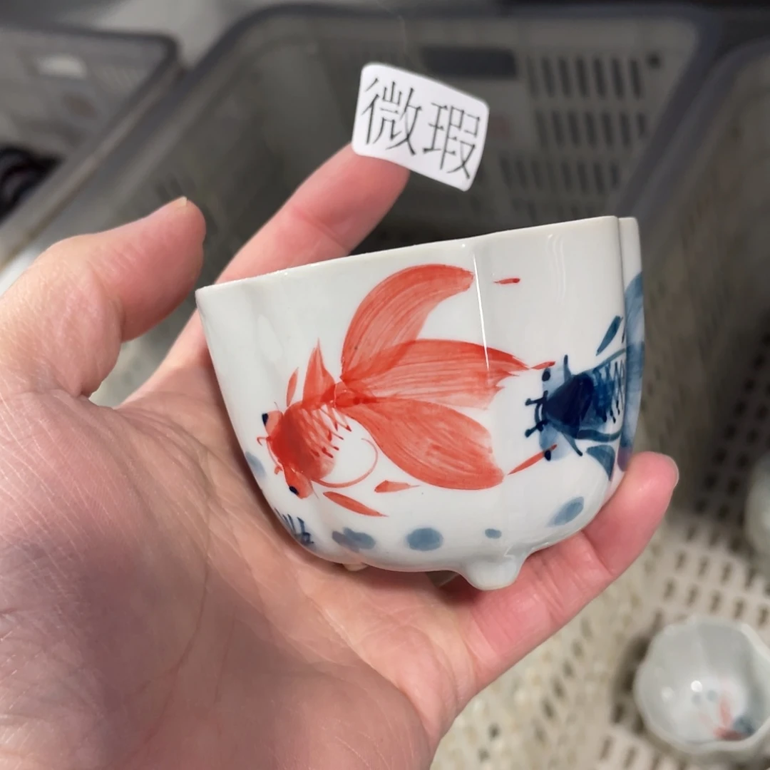 釉下手绘茶具微瑕