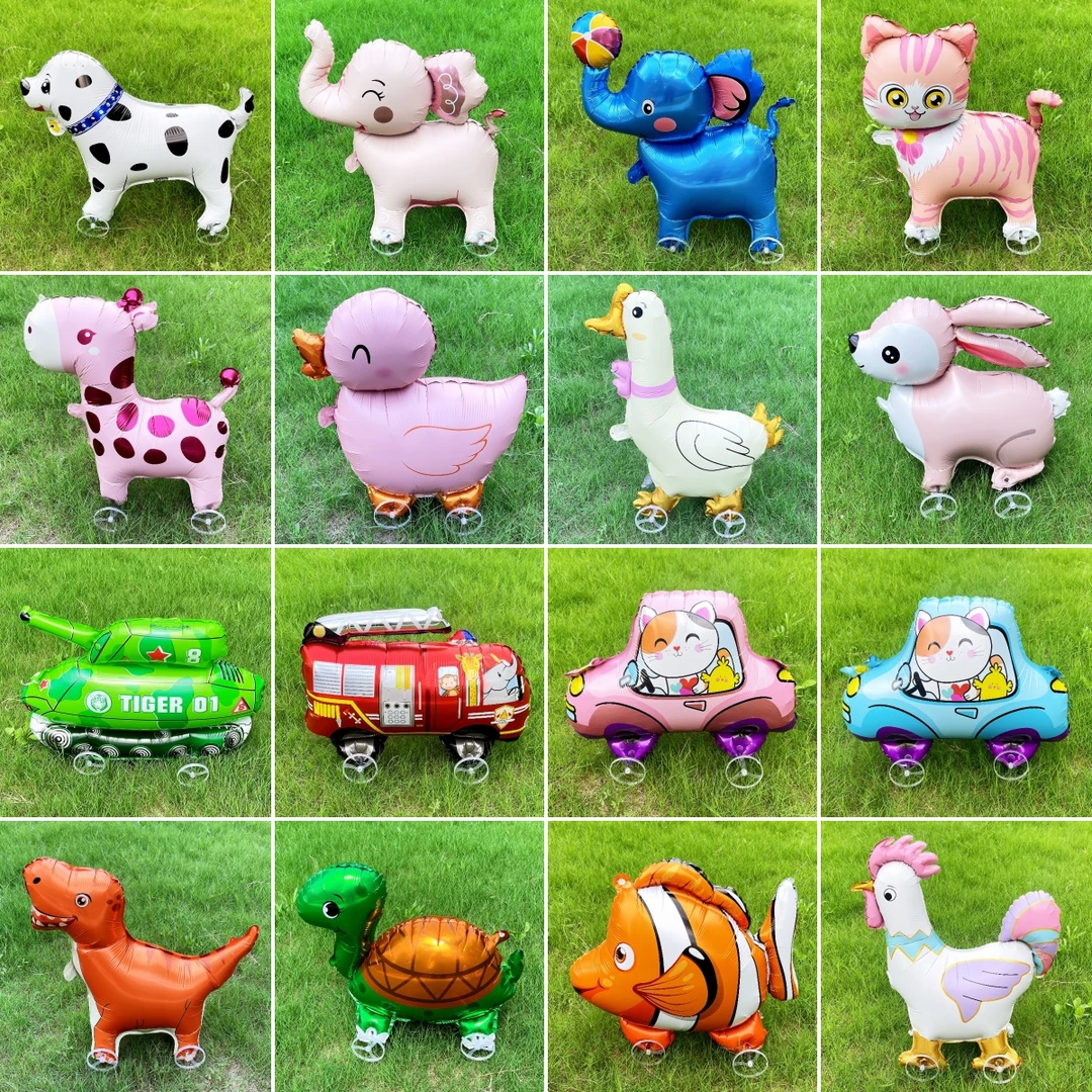 网红卡通动物立体走路带轮子气球狗儿童户外玩耍摆摊商场活动礼品