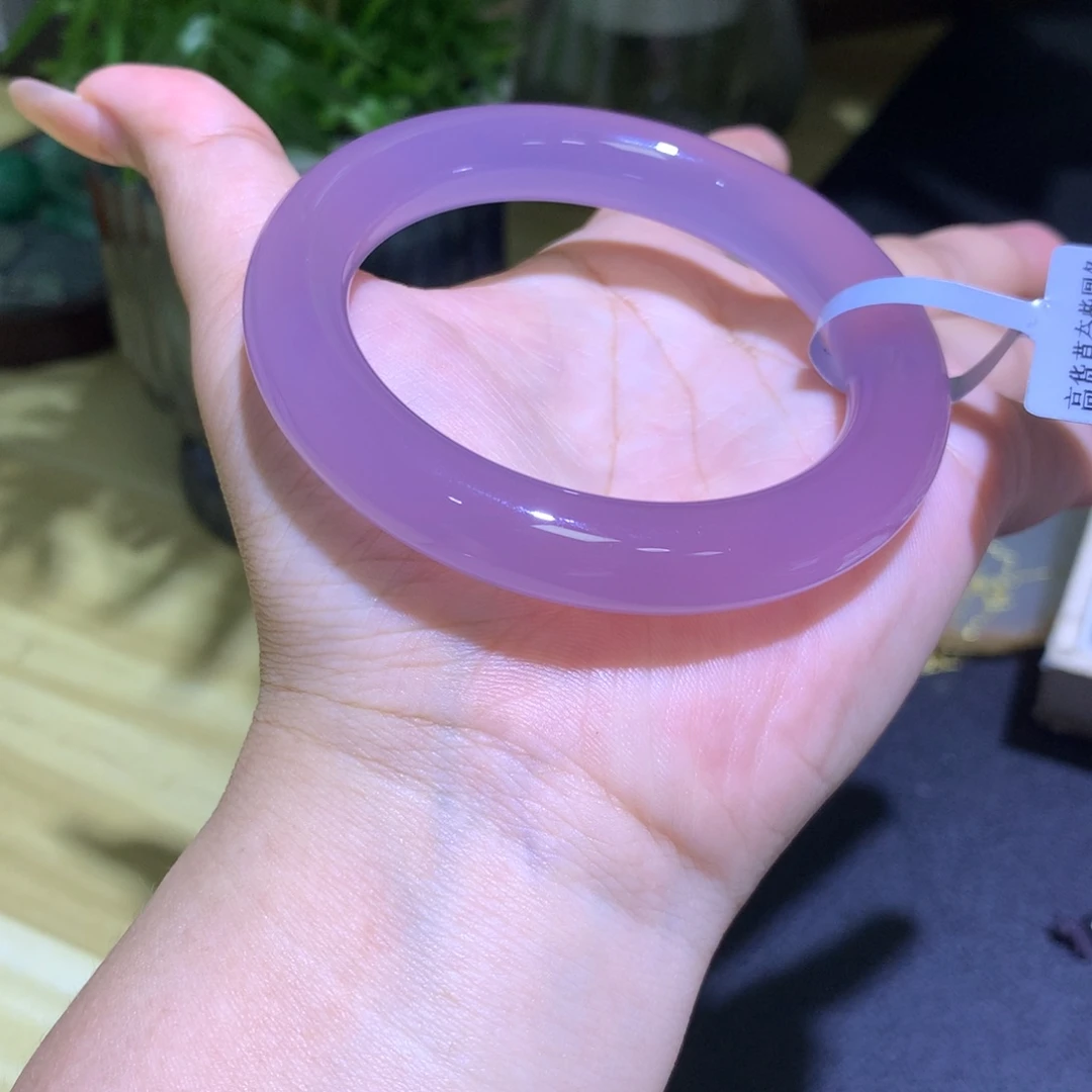 玛瑙/玉髓未镶嵌手镯莫奈紫圆条