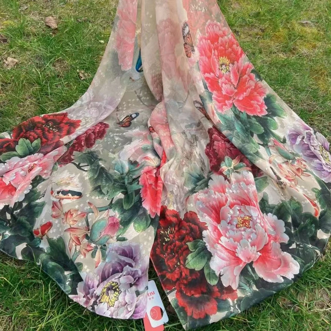 【牡丹花开】70*180女士时尚百搭围巾JH 017