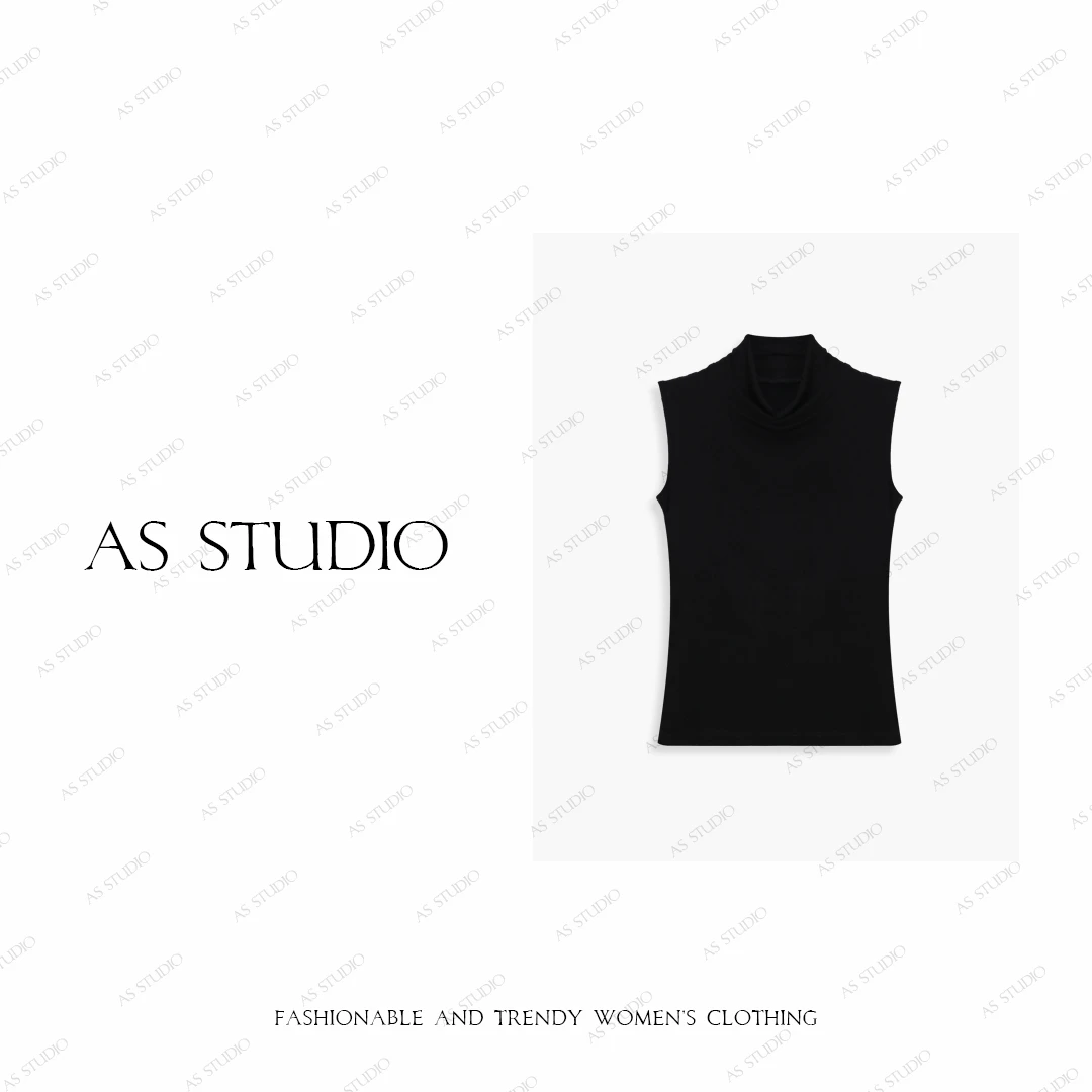 【AS爱丁堡】25新极简高领高弹显瘦修身无袖上衣AS25XZZ00200