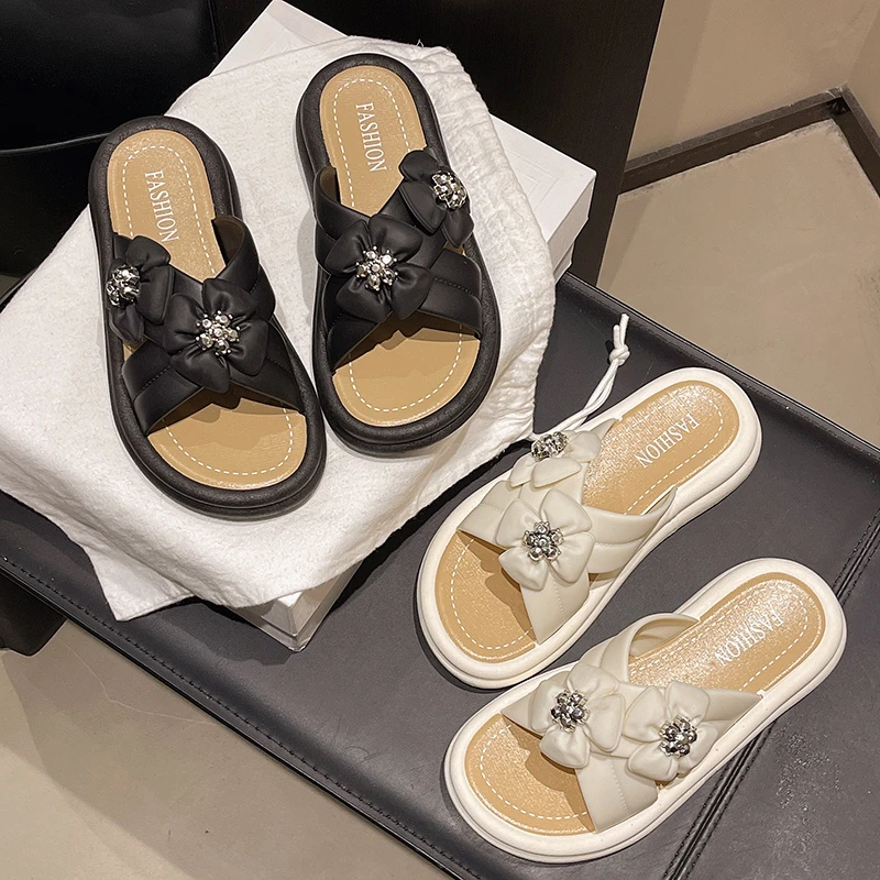 福【几乐】2025新款拖鞋女外穿精致小香风绝美花朵舒适时尚百搭休闲