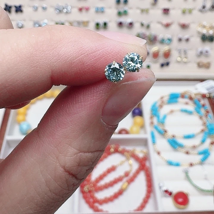 托帕石耳饰银S925镶嵌耳钉A59