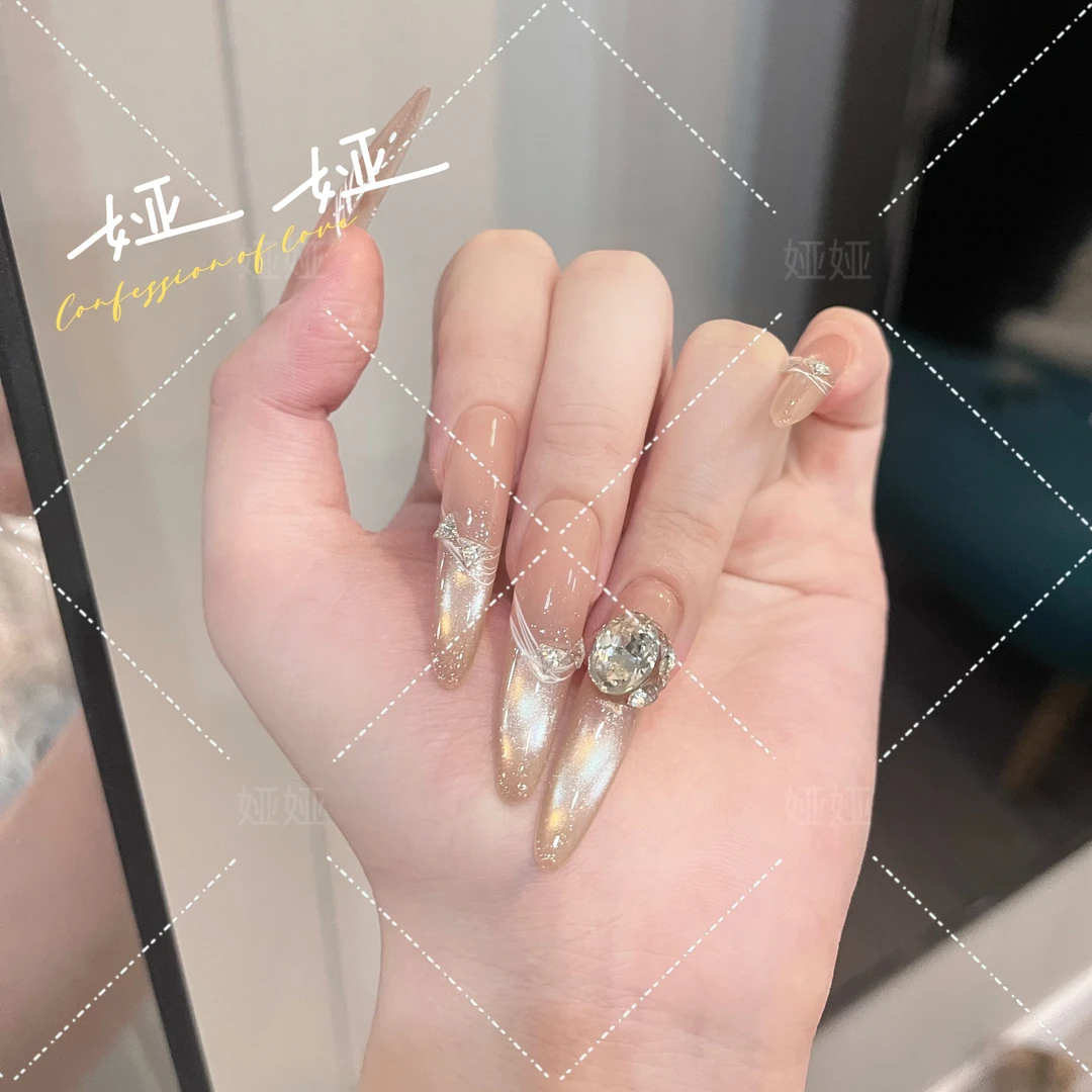 【璀璨星河】纯手工穿戴甲气质款光疗美甲成品可拆卸10片