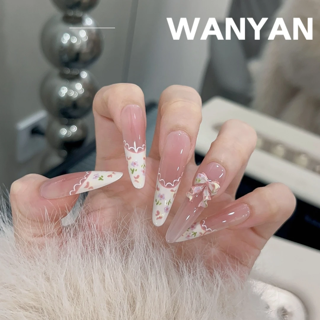 “奶芙花田”CHUN·原创手工穿戴甲渐变碎花设计气质美甲贴片可拆卸