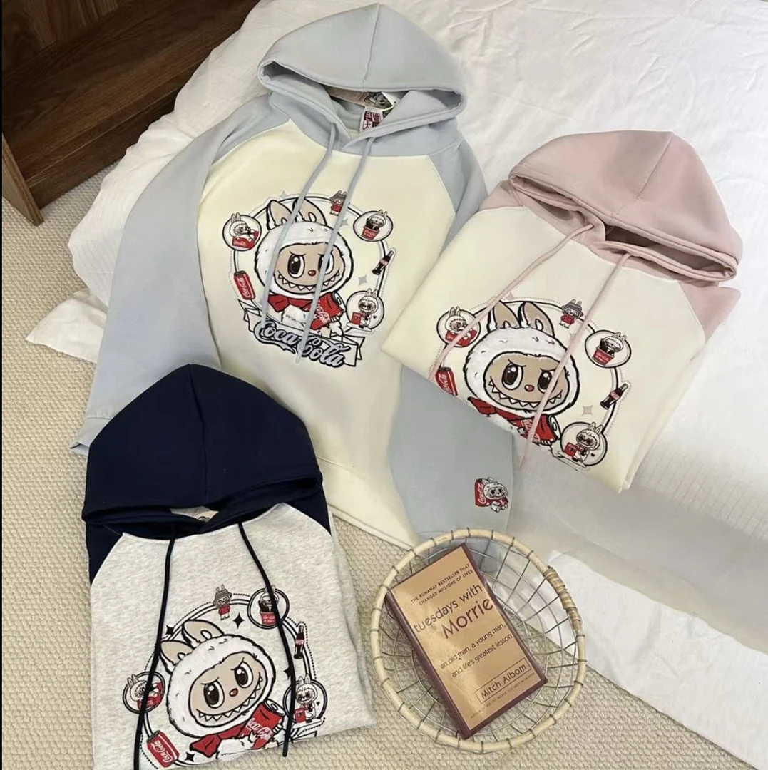 25春季新款插肩袖拉布布帽衫运动可爱