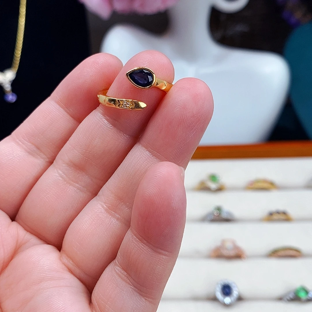 蓝宝石戒指银S925镶嵌