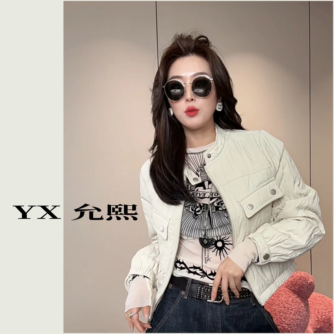 《允熙》小众设计款小寸领夹丝绵纹理感短款棉服外套夹克