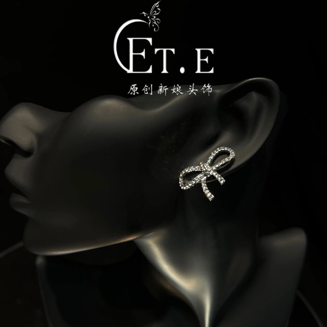 铜合金仿水晶耳饰 ETEE1-18380百搭简约小清新大蝴蝶结耳饰耳针款