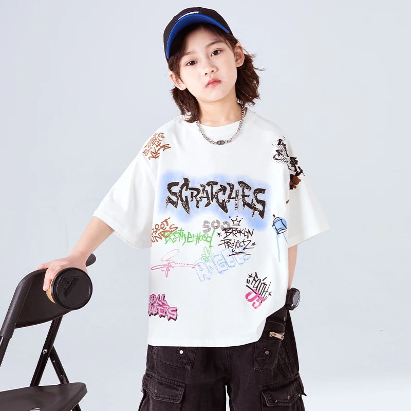 男童夏款短袖2025新款字母印花上衣中大童T恤衫潮【QSX-DR】B5011