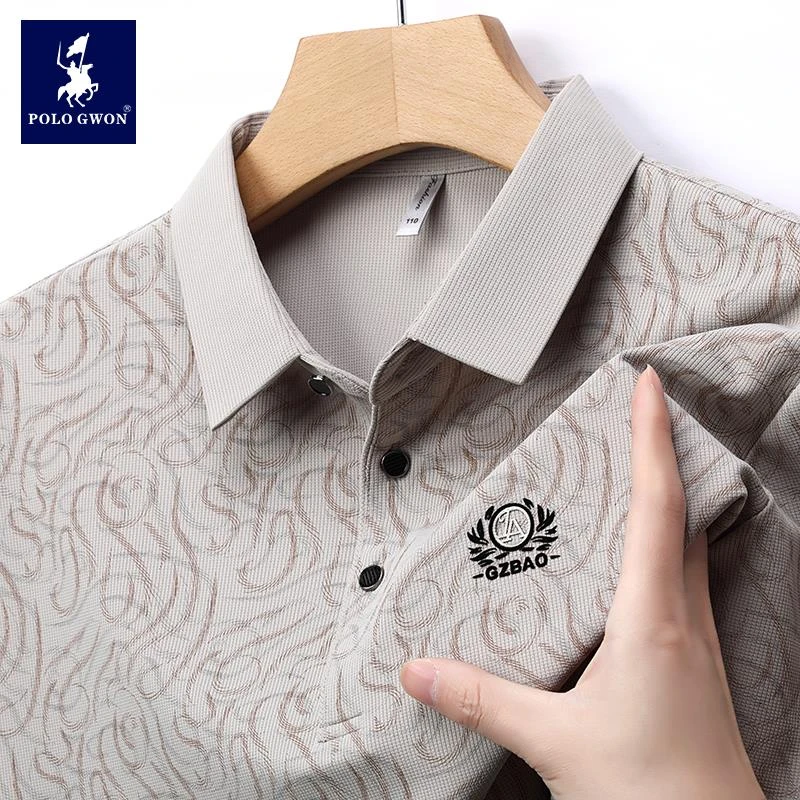 POLOGWON/保罗2025夏季男士Polo衫商务休闲半袖上衣短袖凉感t恤