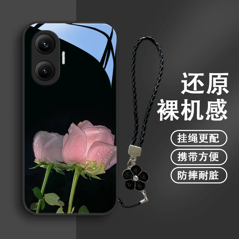 清雅花朵适用红米Turbo4Pro手机壳红米Turbo4玻璃壳5G保护套防摔