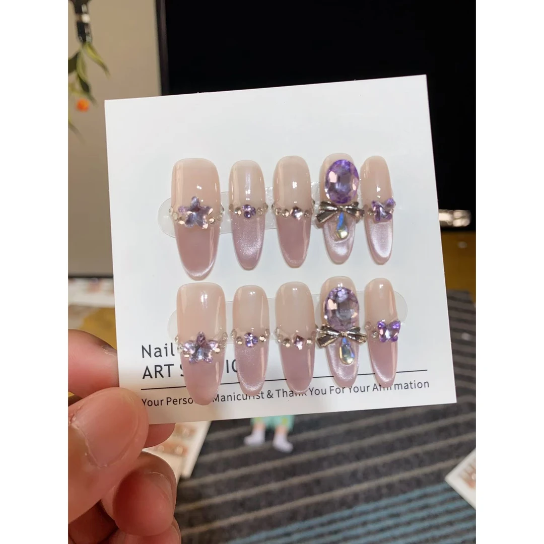 【相思豆】纯手工穿戴甲猫眼气质显白轻奢温柔百搭款可拆卸美甲贴