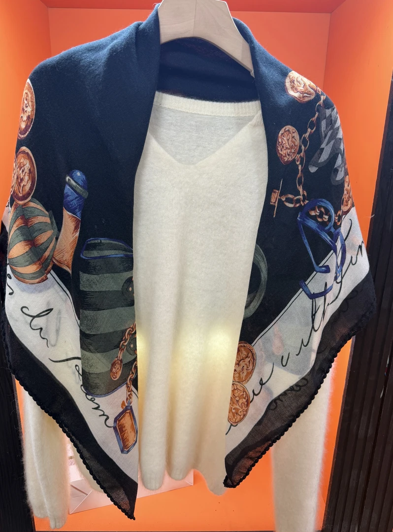 【复古彩绘】100*100CM方巾山羊绒围巾披肩