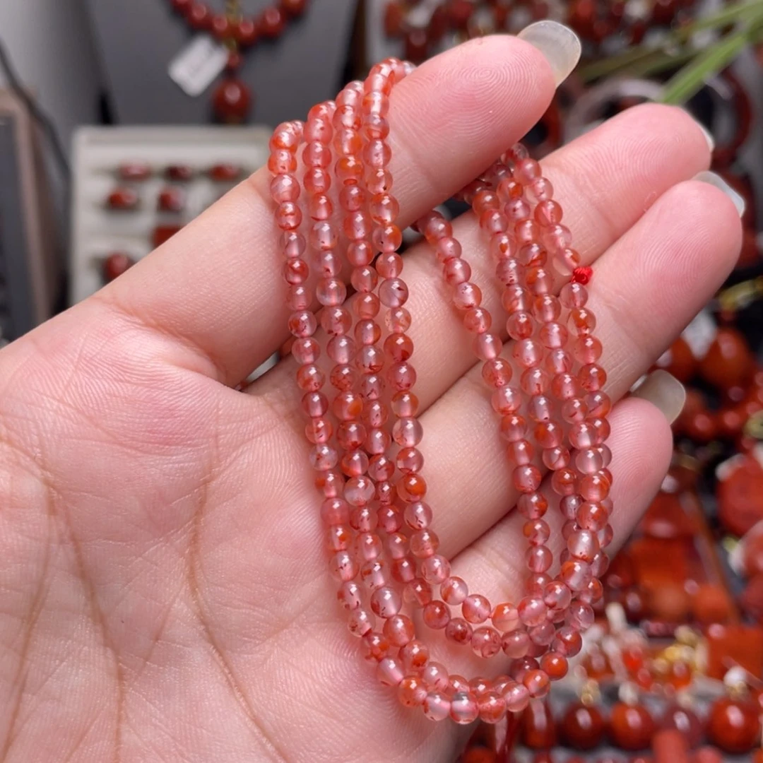 【闪购商品】南红玛瑙3.8mm飘花小米珠未镶嵌