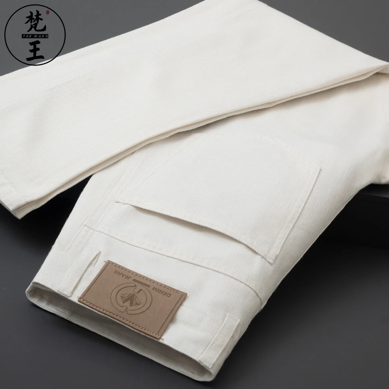 梵王春夏高端轻奢青年牛仔裤男宽松直筒天丝柔软薄款欧版休闲长裤