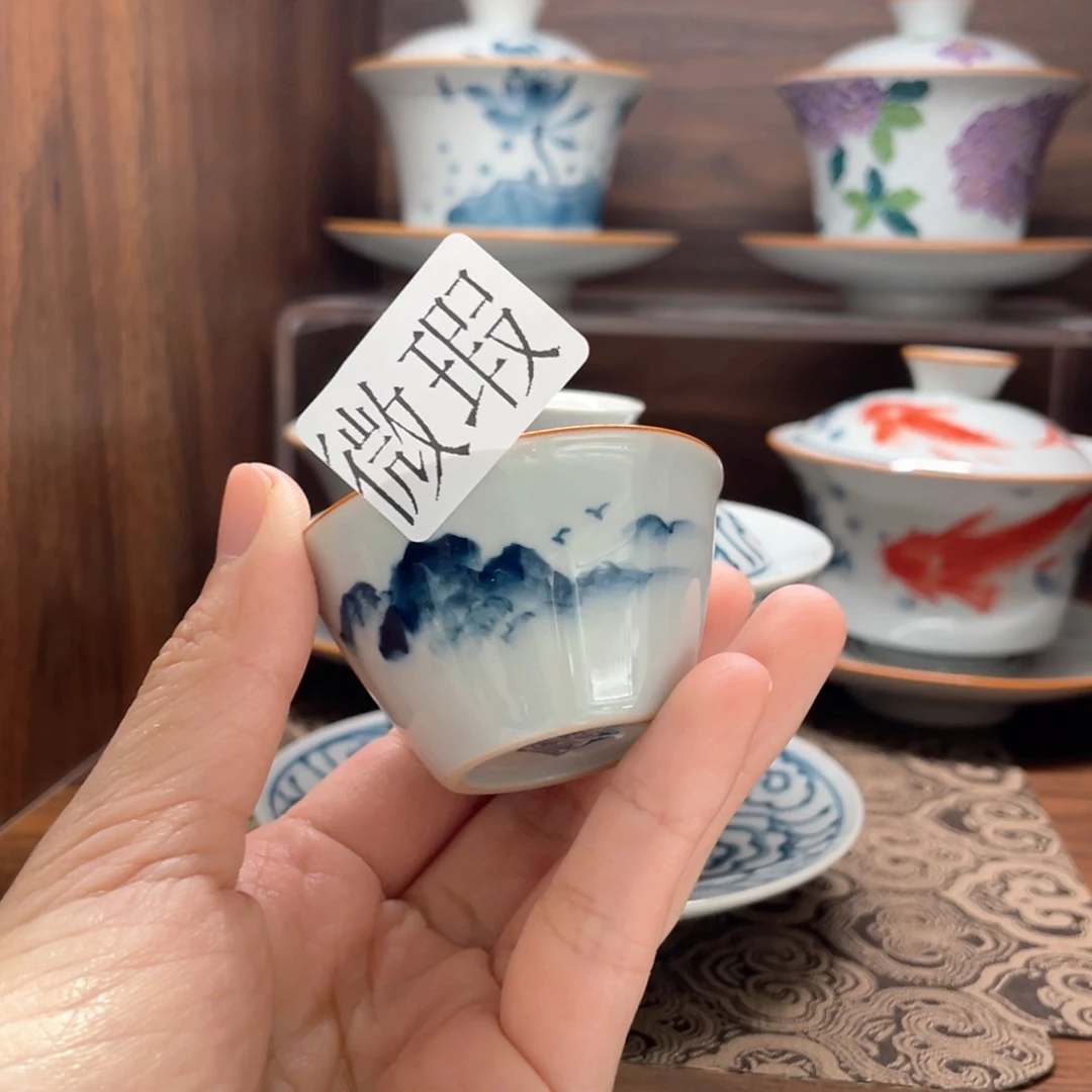 ****七釉下手绘茶具微瑕