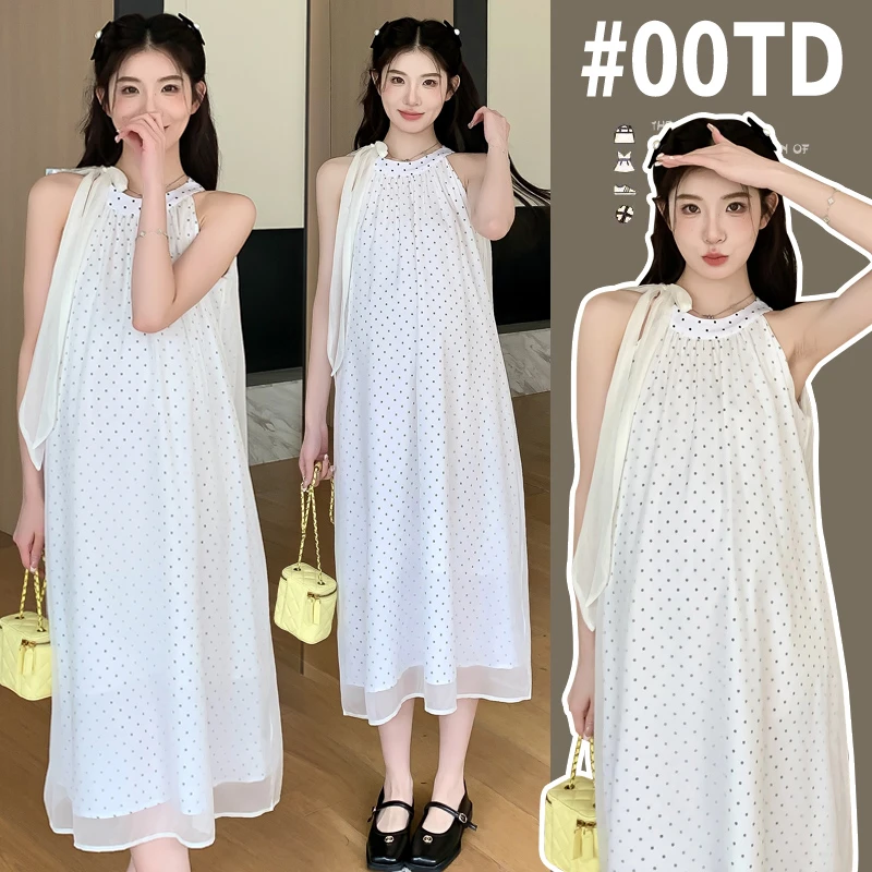 时髦孕妇装波点显瘦气质款网红时尚夏季宽松中长款韩版新款连衣裙