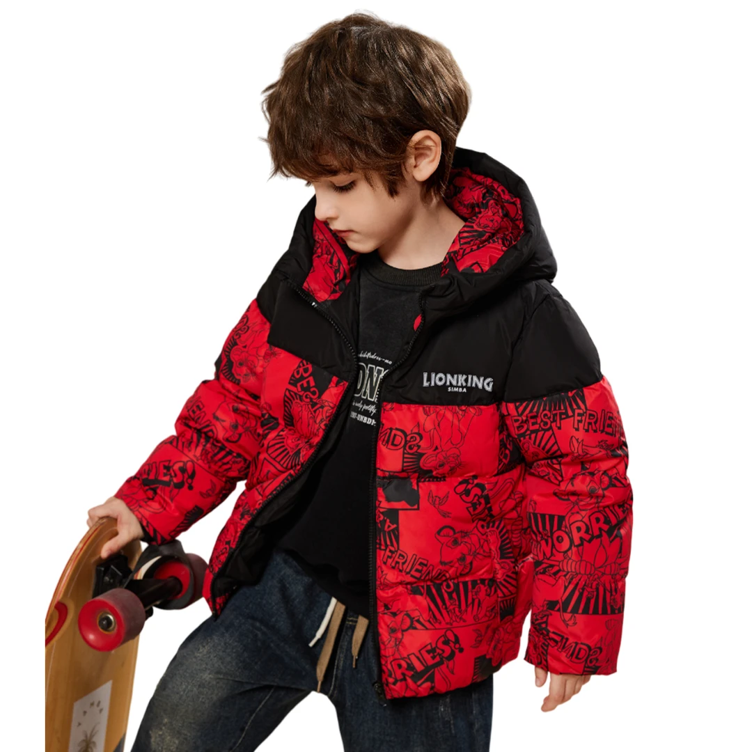 2025年冬装男童羽绒服冬加厚保暖满印连帽羽绒XG冬季中大童潮流