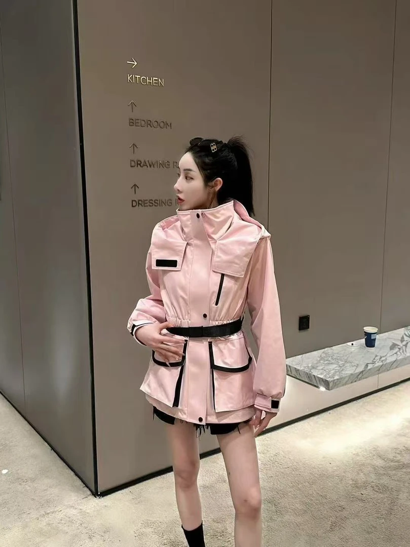 帽之都收腰款显瘦中长款冲锋衣1121