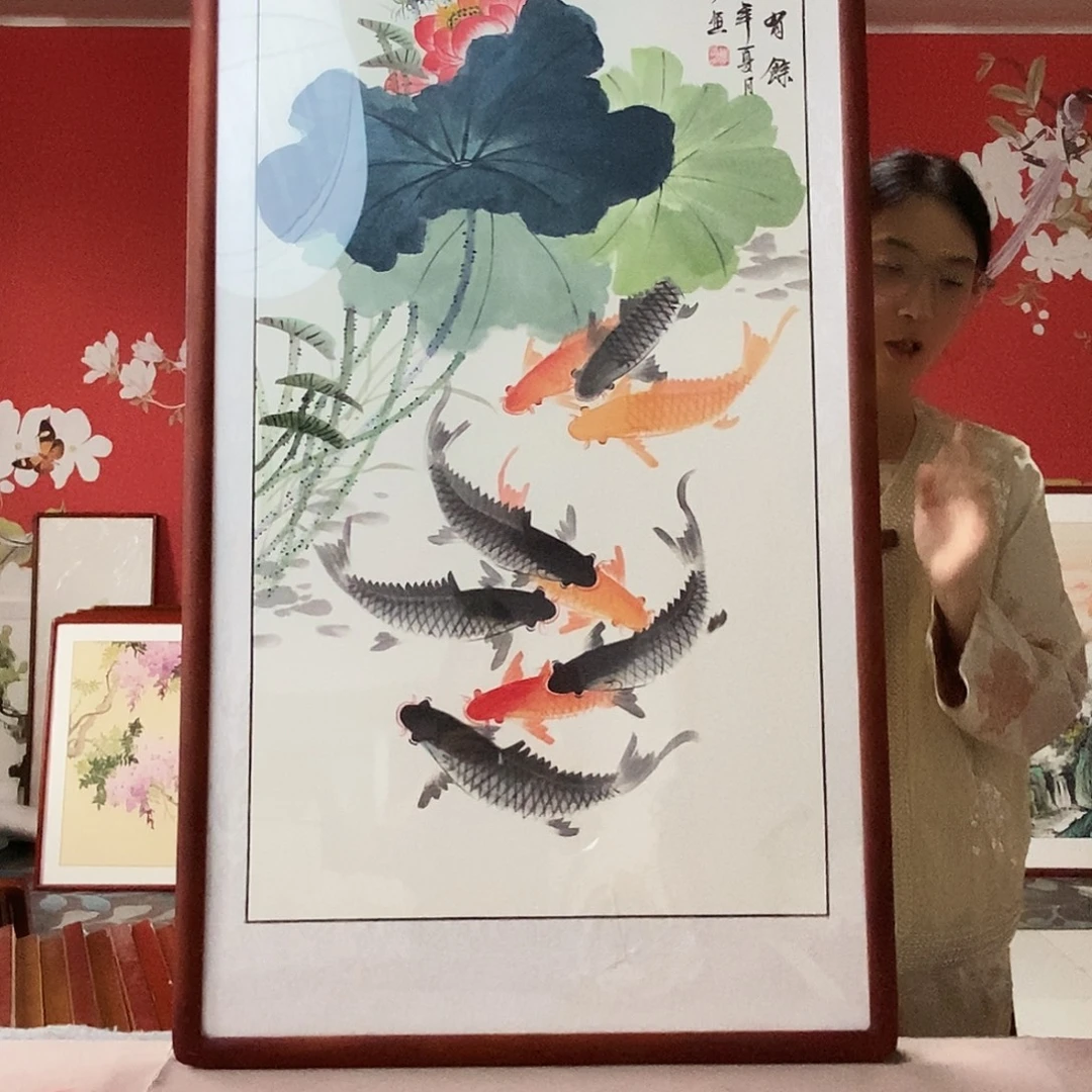 国画手写手绘带框包邮国画作品62✖️122