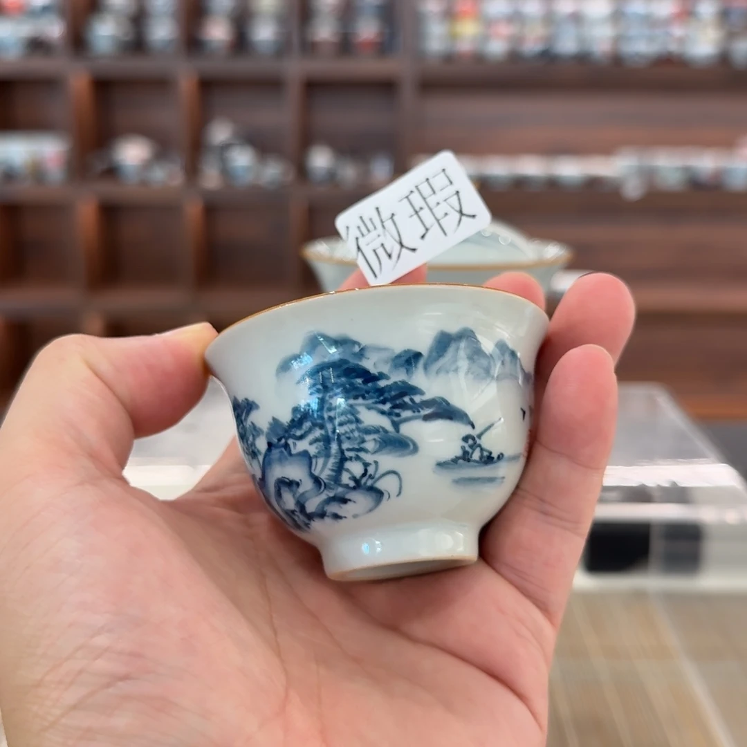 釉下手绘茶具微瑕