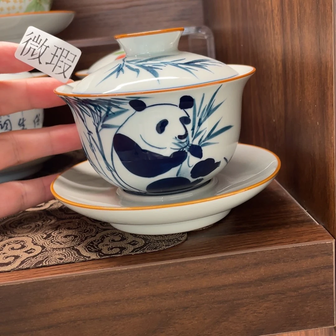 釉下手绘茶具微瑕